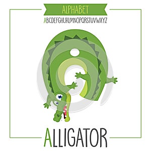 Illustrated Alphabet Letter A And Alligator