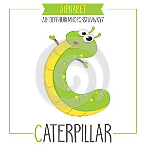 Illustrated Alphabet Letter C and Caterpillar