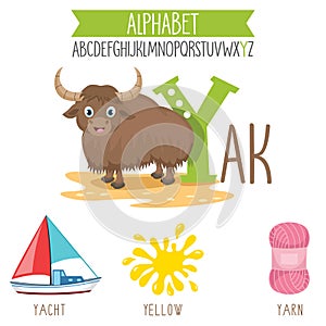 Illustrated Alphabet Letter And Cartoon Objects