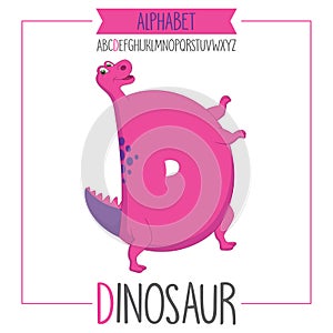 Illustrated Alphabet Letter D and Dinosaur