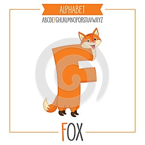 Illustrated Alphabet Letter F and Fox