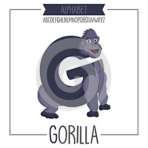 Illustrated Alphabet Letter G And Gorilla