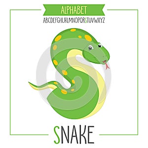 Illustrated Alphabet Letter S and Snake