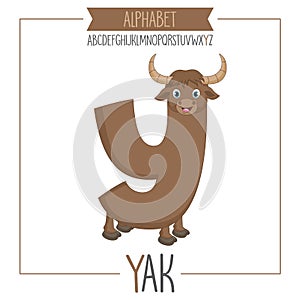 Illustrated Alphabet Letter Y and Yak