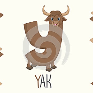 Illustrated Alphabet Letter Y And Yak