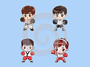 Illustrated Boy Practicing Boxing