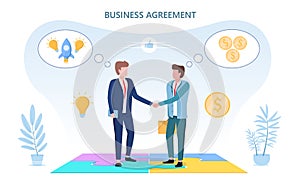 Business agreement concept with men shaking hands photo