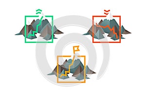 Illustrated chart with statistics bar and hills