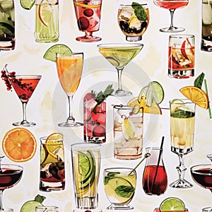 Illustrated Cocktail Pattern