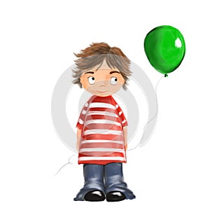 Illustrated cute boy with ballon