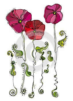Illustrated cute flowers