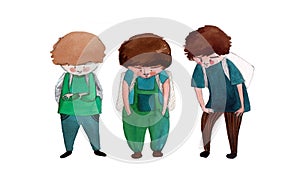 Illustrated cute little boys