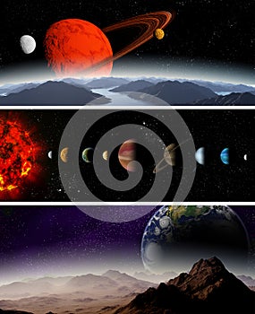 Illustrated diagram showing the planets