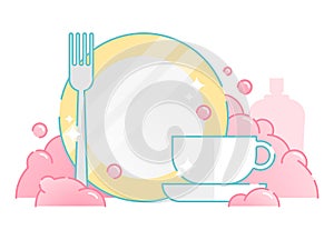 Illustrated Dish Washing Vector Icon