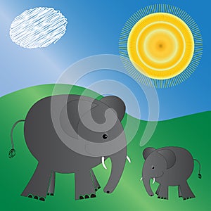 Illustrated elephants