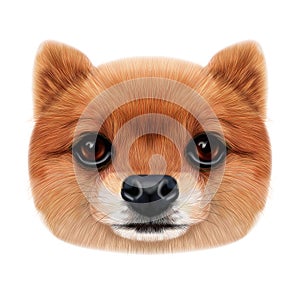 Illustrated face of Pomeranian Spitz Dog.