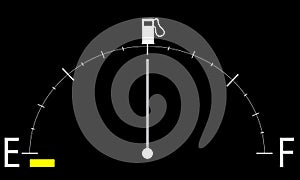 Illustrated gas gauge with half full tank