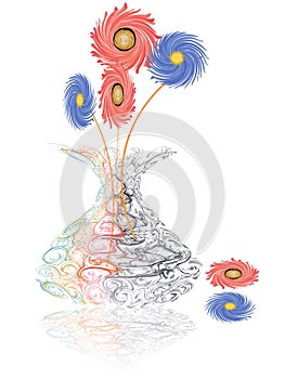 Illustrated glass flower vase