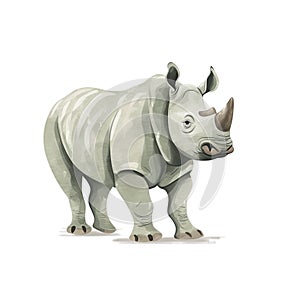 Illustrated Majestic Rhino - Wildlife Artwork with Shadowing Details for Print photo