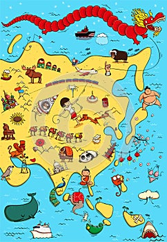 Illustrated Map of Asia