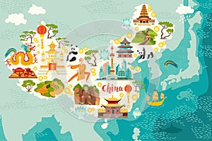 Illustrated map of China