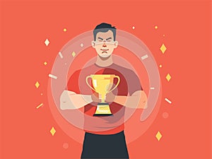 Illustrated Moment of a Man Winning the Cup