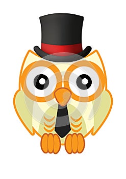 Illustrated owl in top hat