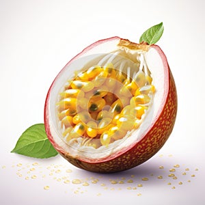 Illustrated Passion Fruit Rendering With White Background