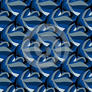 illustrated pattern with waves in shades of blue