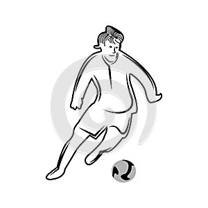 Illustrated people dribble, flat designs. soccer player