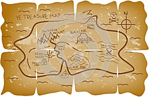 Illustrated pirate treasure map