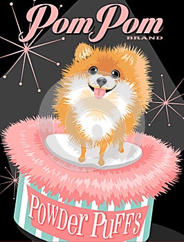Illustrated poster of a Pomeranian dog