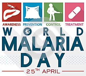 Illustrated Precepts to Commemorate World Malaria Day in Flat Style, Vector Illustration