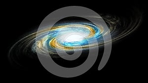 Illustrated presentation of a distant spiral galaxy photo