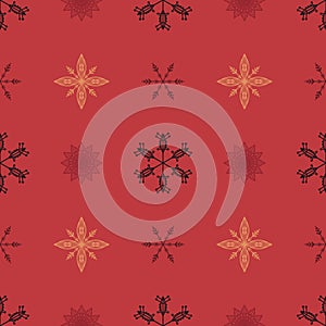 Illustrated seamless pattern with snowflakes