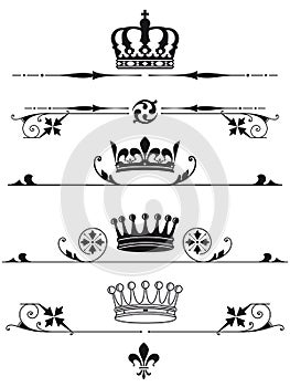 Illustrated set of royal crowns