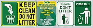 Illustrated set of no littering signs photo