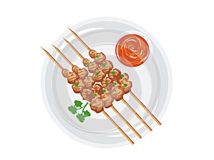 Illustrated Temptations of Skewered Meat in Chili Sauce photo