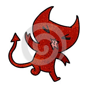 textured cartoon illustration of a kawaii cute demon