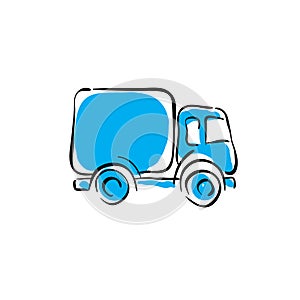 Illustrated truck icon, vector animated delivery car.