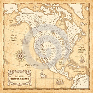 Illustrated Vintage North America Map