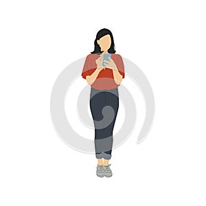 Illustrated woman using mobile phone