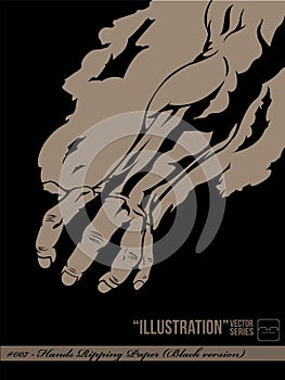 Illustration #007 - Hand Ripping Paper (Black vers photo