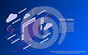 Web folder, data storage, networking vector concept