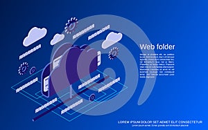 Web folder, data storage, networking vector concept