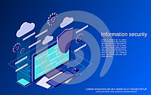 Data protection, information security isometric vector concept