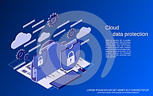 Cloud data protection, information security vector concept