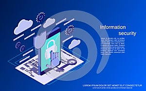 Data protection, information security isometric vector concept