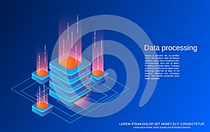 Data processing isometric vector concept