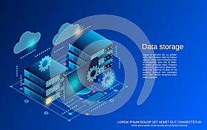 Data storage isometric vector concept
